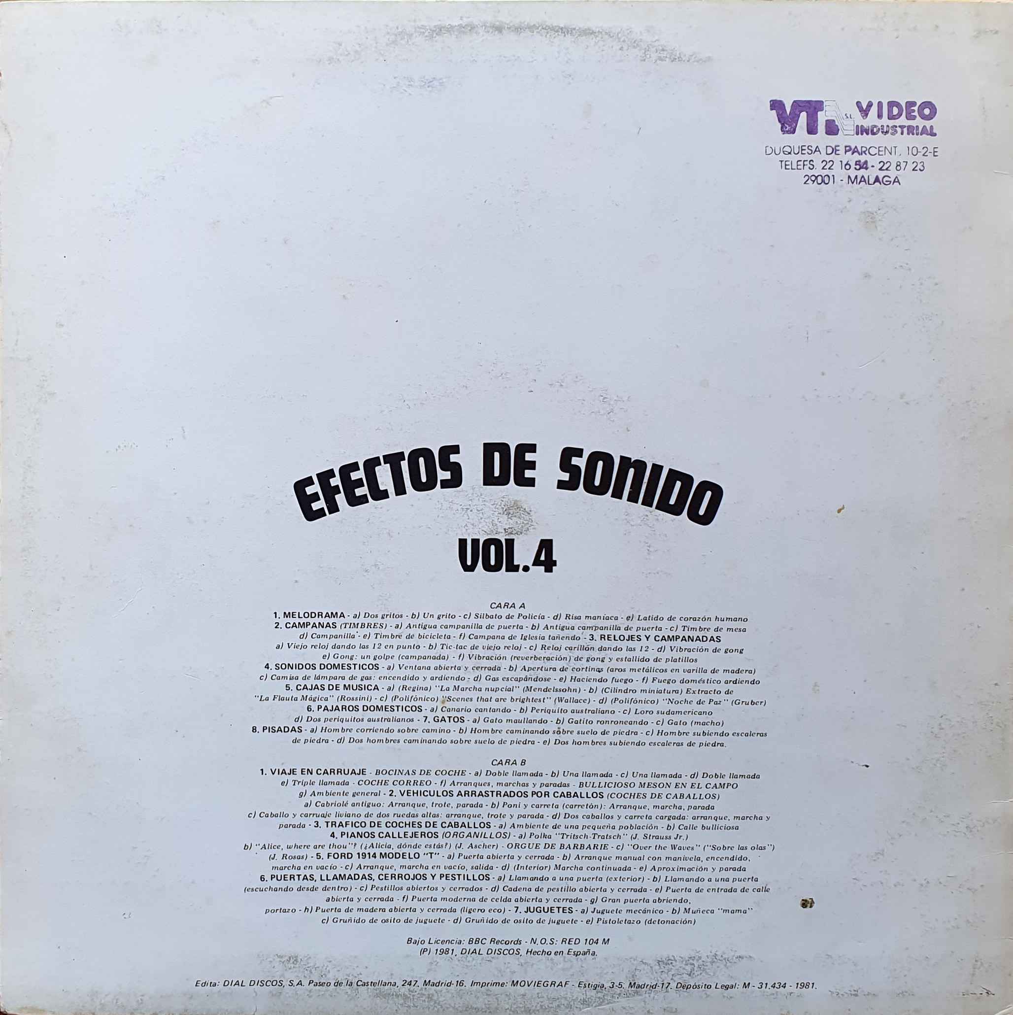 Picture of 51.0108 Efectos de sonido No 4 by artist Various from the BBC records and Tapes library
